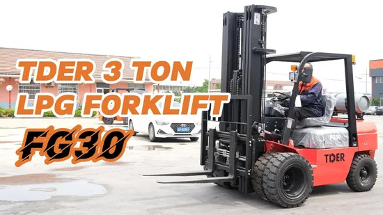 Tder Gas Empilhadeira 1.5t 3 Ton LPG Gasoline Forklift 